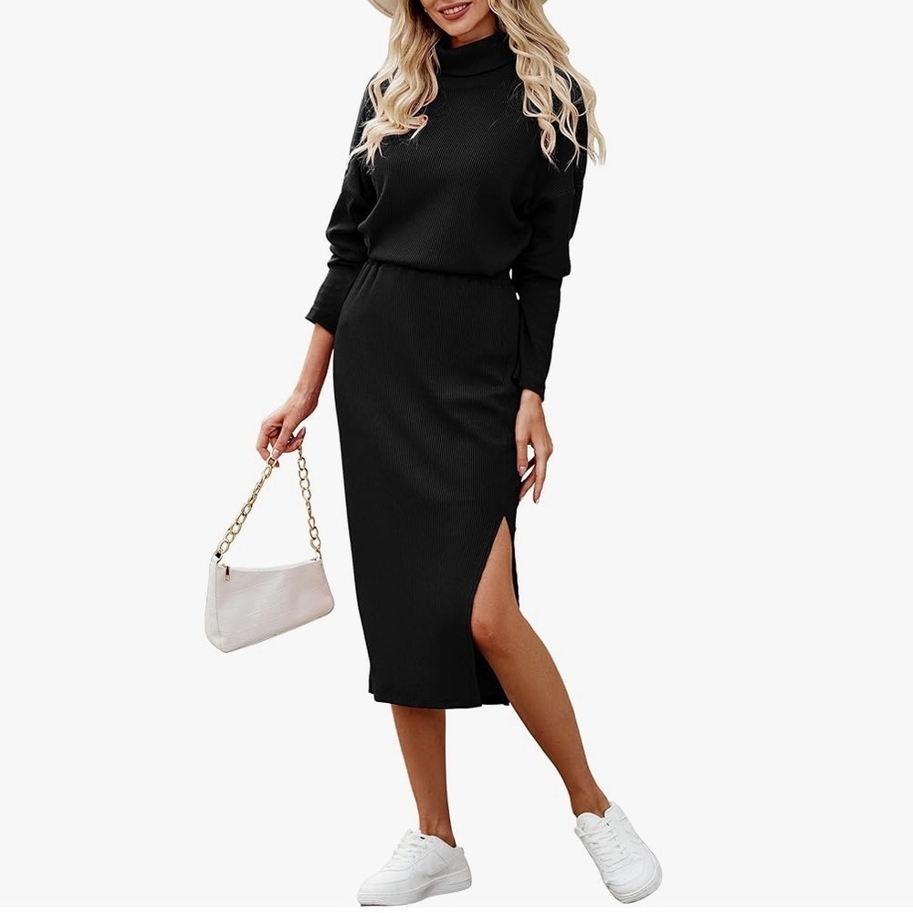 Pretty Garden Turtleneck & Midi-Skirt 2-Piece Set